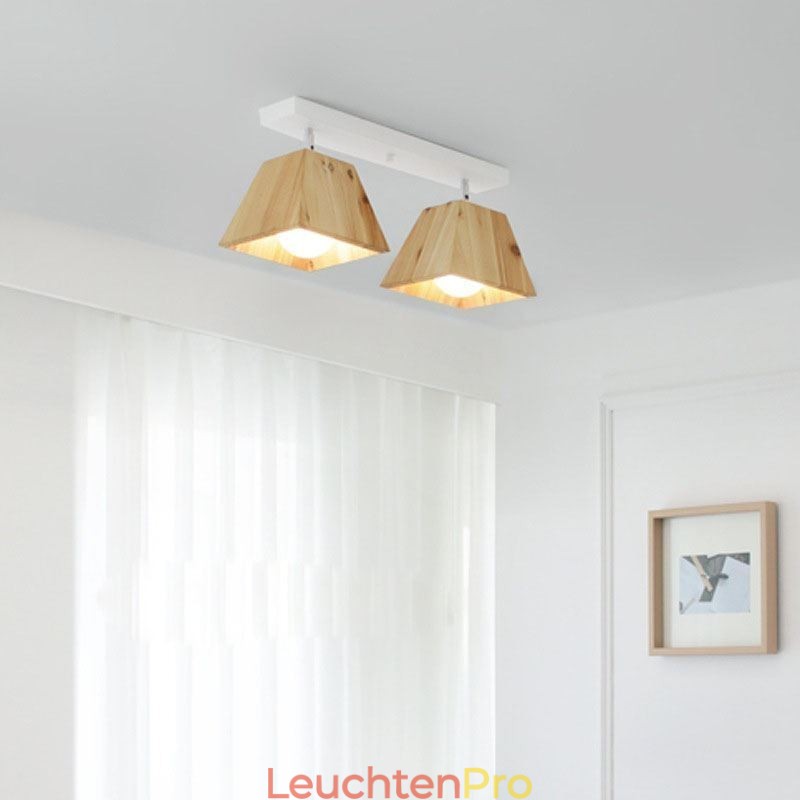 Nordischer Holzstrahler Vier Prismen drehbarer Deckenstrahler