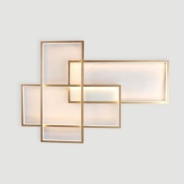 Moderne Deckenleuchte mit zeitgenössischer Aluminium-Malerei in Gold, Unterputzleuchte mit Ferndimmer für Wohnzimmer, Schlafzimmer (kann auch als Wandleuchte verwendet werden)
