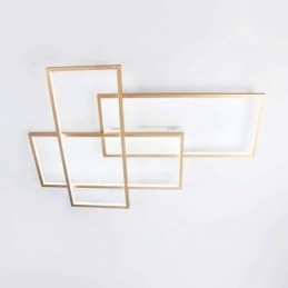 Moderne Deckenleuchte mit zeitgenössischer Aluminium-Malerei in Gold, Unterputzleuchte mit Ferndimmer für Wohnzimmer, Schlafzimmer (kann auch als Wandleuchte verwendet werden)
