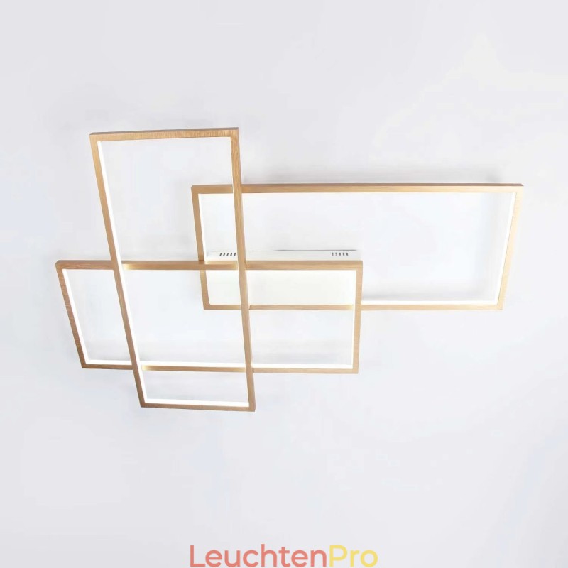 Moderne Deckenleuchte mit zeitgenössischer Aluminium-Malerei in Gold, Unterputzleuchte mit Ferndimmer für Wohnzimmer, Schlafzimmer (kann auch als Wandleuchte verwendet werden)