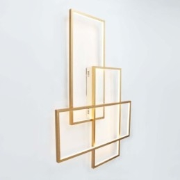 Moderne Deckenleuchte mit zeitgenössischer Aluminium-Malerei in Gold, Unterputzleuchte mit Ferndimmer für Wohnzimmer, Schlafzimmer (kann auch als Wandleuchte verwendet werden)