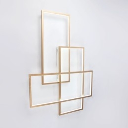 Moderne Deckenleuchte mit zeitgenössischer Aluminium-Malerei in Gold, Unterputzleuchte mit Ferndimmer für Wohnzimmer, Schlafzimmer (kann auch als Wandleuchte verwendet werden)