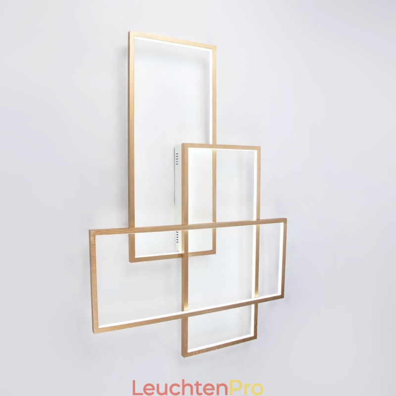 Moderne Deckenleuchte mit zeitgenössischer Aluminium-Malerei in Gold, Unterputzleuchte mit Ferndimmer für Wohnzimmer, Schlafzimmer (kann auch als Wandleuchte verwendet werden)
