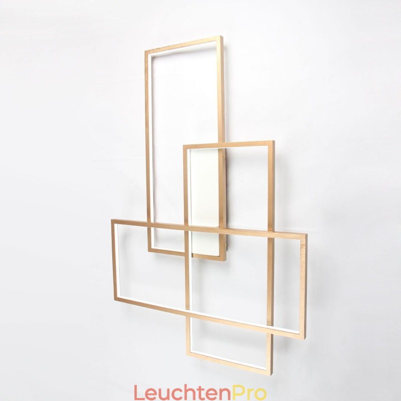 Moderne Deckenleuchte mit zeitgenössischer Aluminium-Malerei in Gold, Unterputzleuchte mit Ferndimmer für Wohnzimmer, Schlafzimmer (kann auch als Wandleuchte verwendet werden)