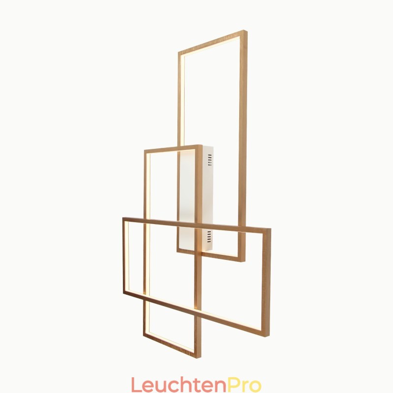 Moderne Deckenleuchte mit zeitgenössischer Aluminium-Malerei in Gold, Unterputzleuchte mit Ferndimmer für Wohnzimmer, Schlafzimmer (kann auch als Wandleuchte verwendet werden)