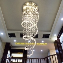Spirale Moderne K9 Kristall Decke Anhänger Licht Indoor Kronleuchter Leuchten für Treppen Hohe Decke
