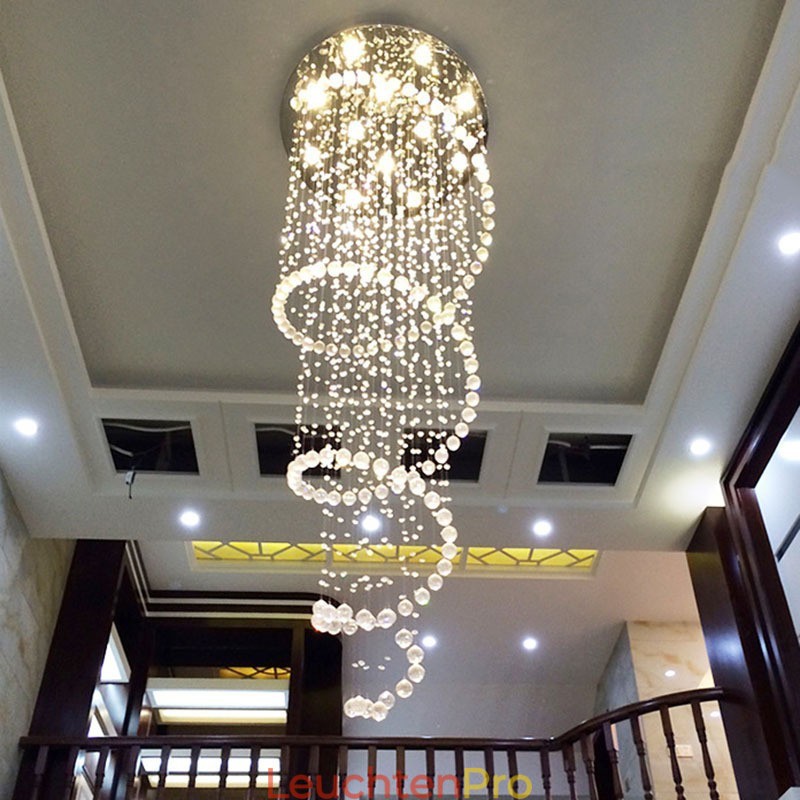 Spirale Moderne K9 Kristall Decke Anhänger Licht Indoor Kronleuchter Leuchten für Treppen Hohe Decke