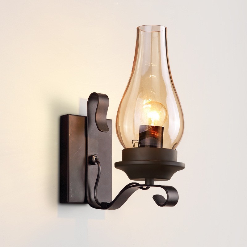 Retro Rustikalen Nordic Glas Wand Lampe Schlafzimmer Nacht Wand Leuchte Vintage Industrielle Wand Leuchten