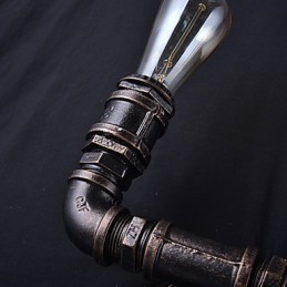 2 Lichter Vintage Metall Wasserrohr Wandlampe mit Edison Glühbirne