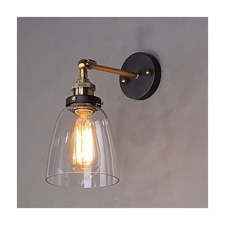 Industrielle Edison-Wandleuchte aus Glas mit Metallsockel, für Esszimmer, Arbeitszimmer, Büro und Flur, Wandleuchte Industrielle Edison-Wandleuchte aus Glas mit Metallsockel, für Esszimmer, Arbeitszimmer, Büro und Flur, Wandleuchte