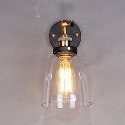 Industrielle Edison-Wandleuchte aus Glas mit Metallsockel, für Esszimmer, Arbeitszimmer, Büro und Flur, Wandleuchte