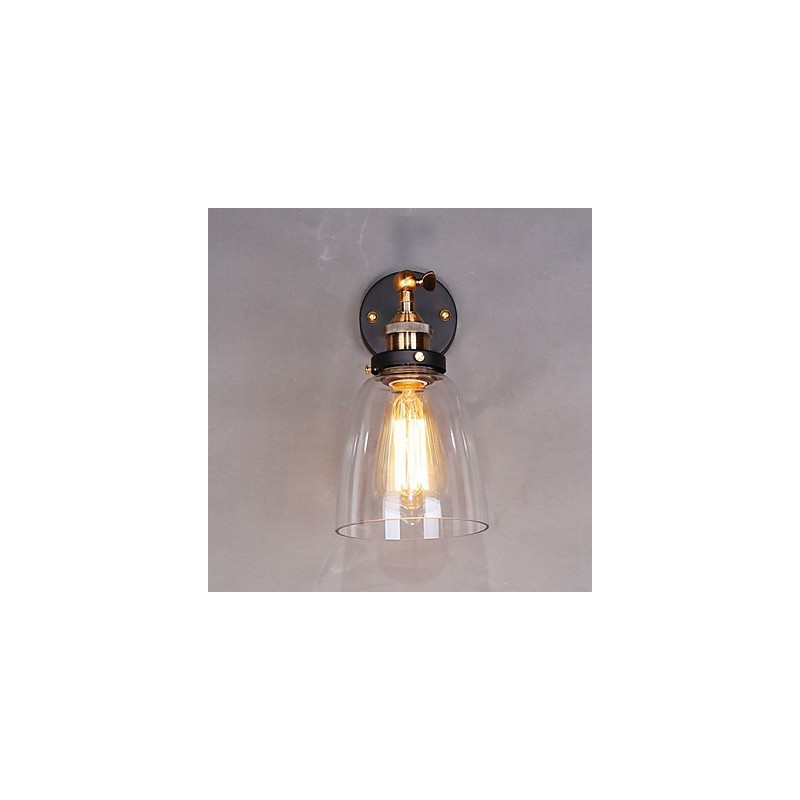 Industrielle Edison-Wandleuchte aus Glas mit Metallsockel, für Esszimmer, Arbeitszimmer, Büro und Flur, Wandleuchte