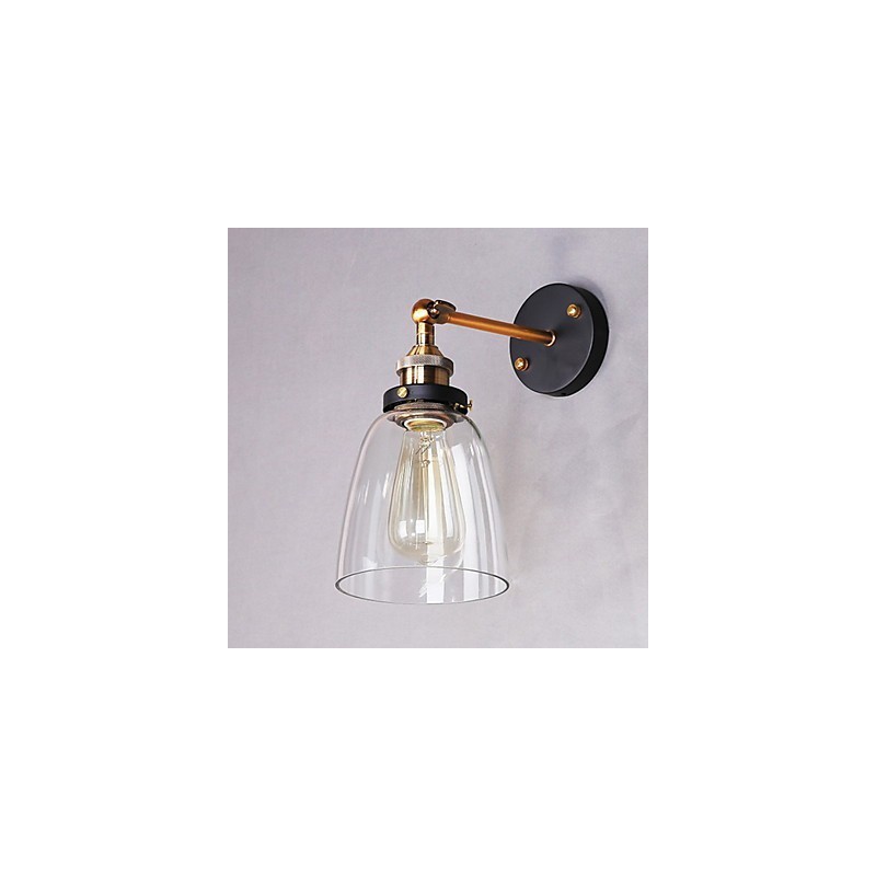 Industrielle Edison-Wandleuchte aus Glas mit Metallsockel, für Esszimmer, Arbeitszimmer, Büro und Flur, Wandleuchte
