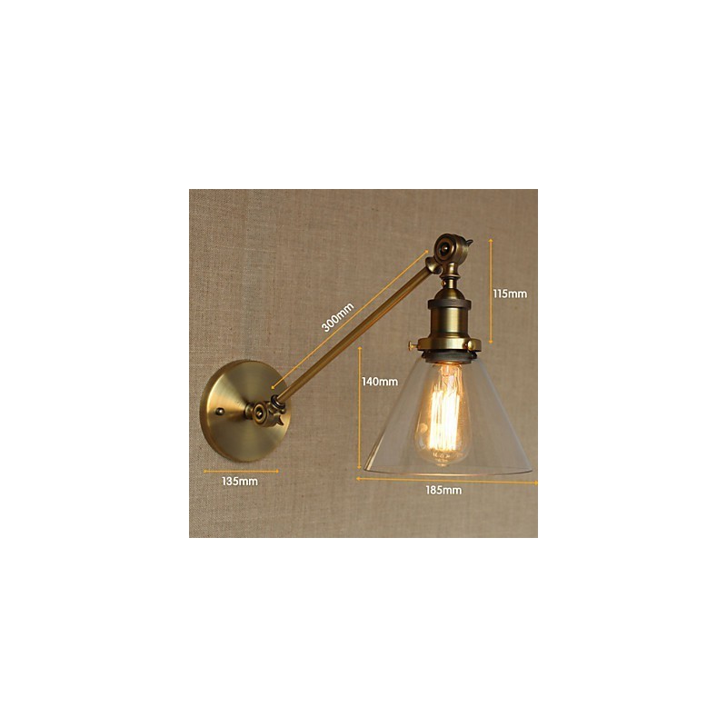 Die Eisen Glas Bronze Messing Arm Stil Retro Kreative Amerikanischen Land Halle Schlafzimmer Wand Lampe