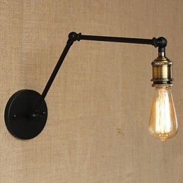Eine einfache, moderne amerikanische Landhaus-Wandlampe ohne Spiegel, Lampenschirm aus Eisen