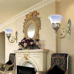 Bronze Wandleuchter Lichter Moiré Glas Europäischen Retro Klassische 220V
