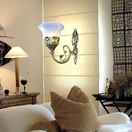 Bronze Wandleuchter Lichter Moiré Glas Europäischen Retro Klassische 220V