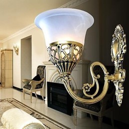 Bronze Wandleuchter Lichter Moiré Glas Europäischen Retro Klassische 220V