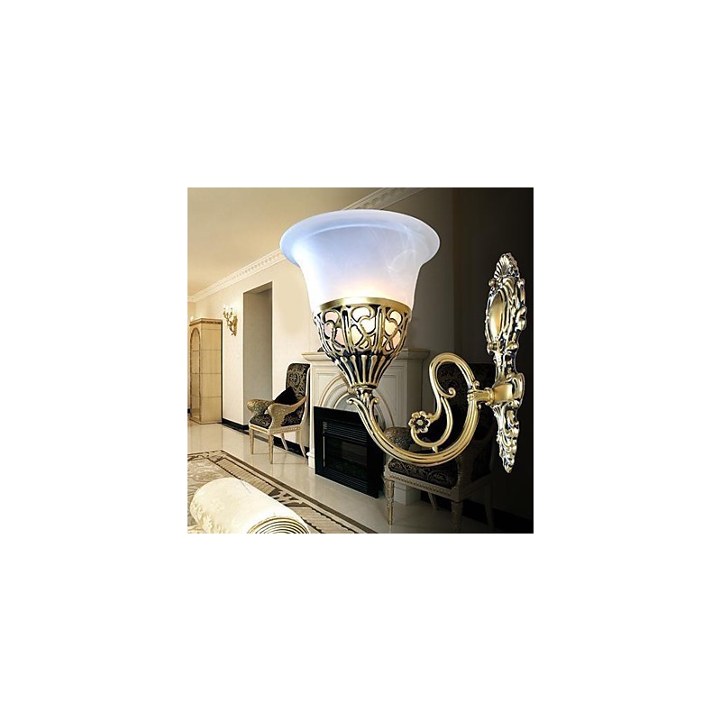 Bronze Wandleuchter Lichter Moiré Glas Europäischen Retro Klassische 220V