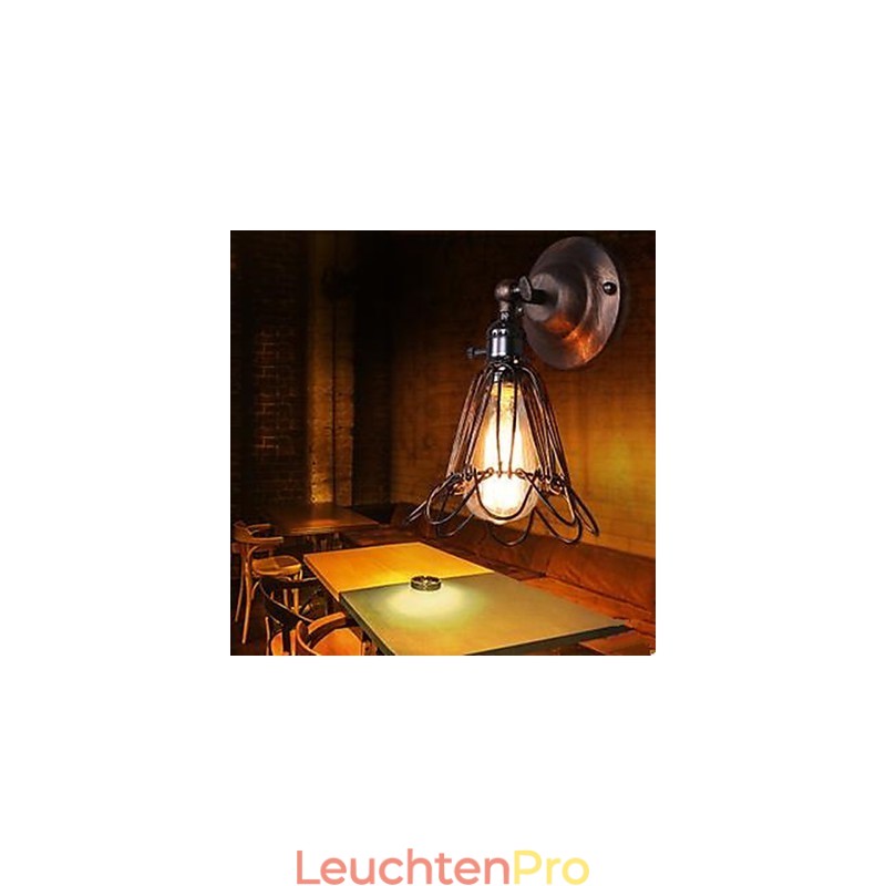 Kleine Käfig-Wandlampe im Industriestil, die alte Wege der Flurlampen und -laternen wiederherstellt