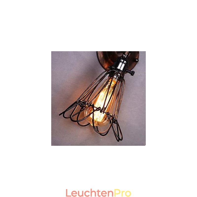 Kleine Käfig-Wandlampe im Industriestil, die alte Wege der Flurlampen und -laternen wiederherstellt