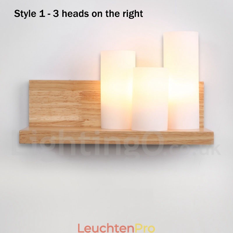 Mini-Stil Wandleuchten mit Glasschirmen Moderne zeitgenössische Holz Bambus Wandleuchte