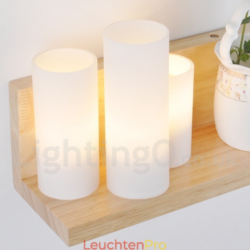 Mini-Stil Wandleuchten mit Glasschirmen Moderne zeitgenössische Holz Bambus Wandleuchte