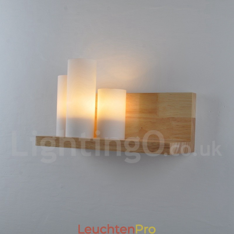 Mini-Stil Wandleuchten mit Glasschirmen Moderne zeitgenössische Holz Bambus Wandleuchte