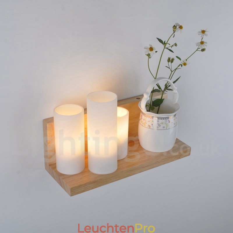 Mini-Stil Wandleuchten mit Glasschirmen Moderne zeitgenössische Holz Bambus Wandleuchte