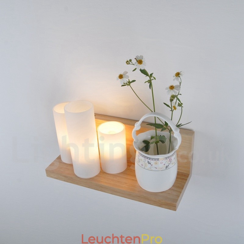 Mini-Stil Wandleuchten mit Glasschirmen Moderne zeitgenössische Holz Bambus Wandleuchte