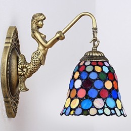 Europäische vertraglich ländliche kreative Schmiedeeisen Wandleuchte Glas Lichter