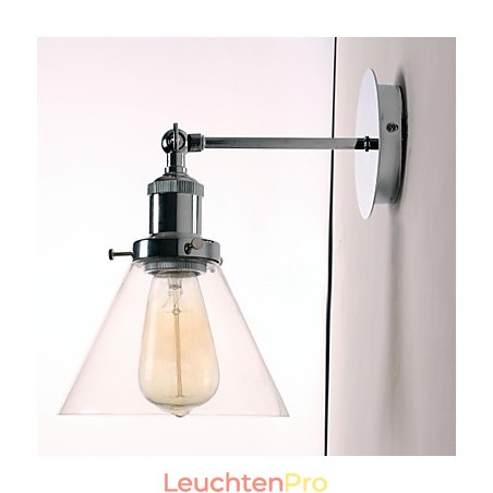 Art Deco Wandleuchte mit Glaskegelschirm nach unten Art Deco Wandleuchte mit Glaskegelschirm nach unten