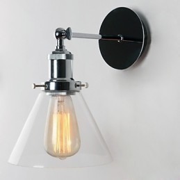Art Deco Wandleuchte mit Glaskegelschirm nach unten