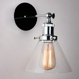 Art Deco Wandleuchte mit Glaskegelschirm nach unten
