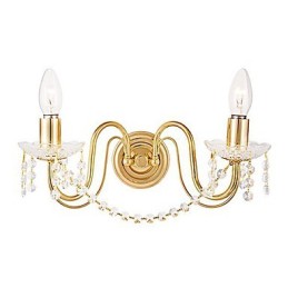 Goldene Kristall-Wandleuchte mit 2 Lichtern