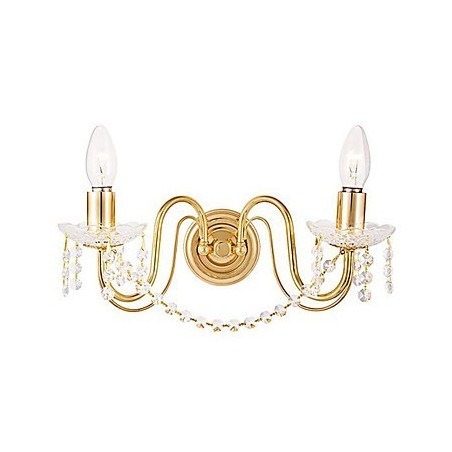 Goldene Kristall-Wandleuchte mit 2 Lichtern Goldene Kristall-Wandleuchte mit 2 Lichtern