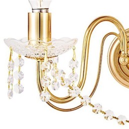 Goldene Kristall-Wandleuchte mit 2 Lichtern
