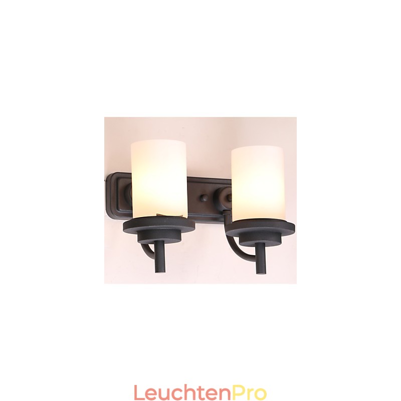 2 * Retro-Wandleuchte im klassischen Stil aus Eisen in Lackierung mit Milchglas
