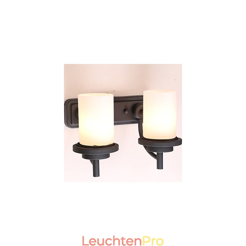 2 * Retro-Wandleuchte im klassischen Stil aus Eisen in Lackierung mit Milchglas