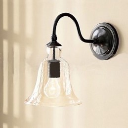 Von der Natur inspirierte Wandleuchte aus Eisen mit transparentem Glasschirm