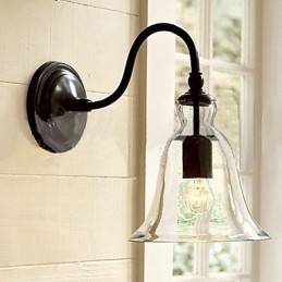 Von der Natur inspirierte Wandleuchte aus Eisen mit transparentem Glasschirm