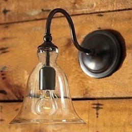 Von der Natur inspirierte Wandleuchte aus Eisen mit transparentem Glasschirm