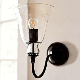 Von der Natur inspirierte Wandleuchte aus Eisen mit transparentem Glasschirm