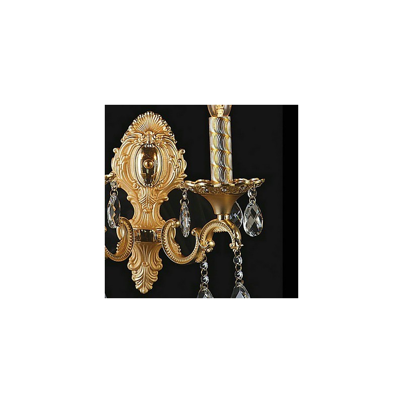 Goldene Kristall-Wandleuchte mit 2 Lichtern