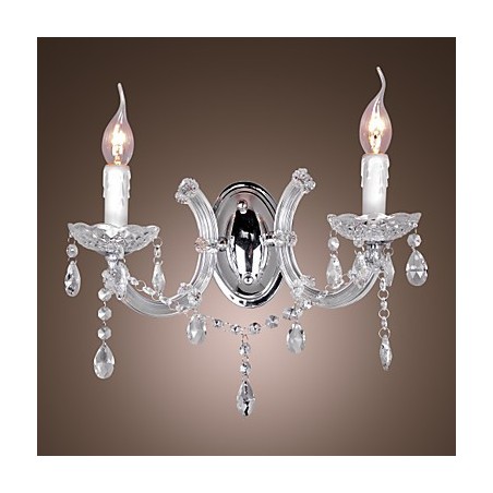 Elegante Kristall-Wandleuchte mit 2 Lichtern Elegante Kristall-Wandleuchte mit 2 Lichtern