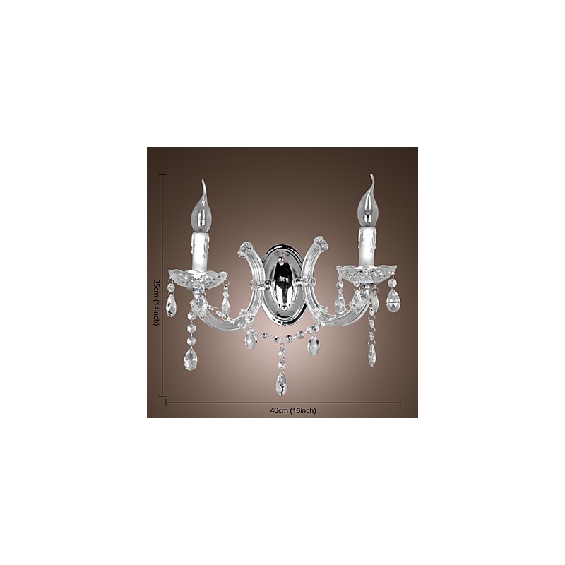 Elegante Kristall-Wandleuchte mit 2 Lichtern