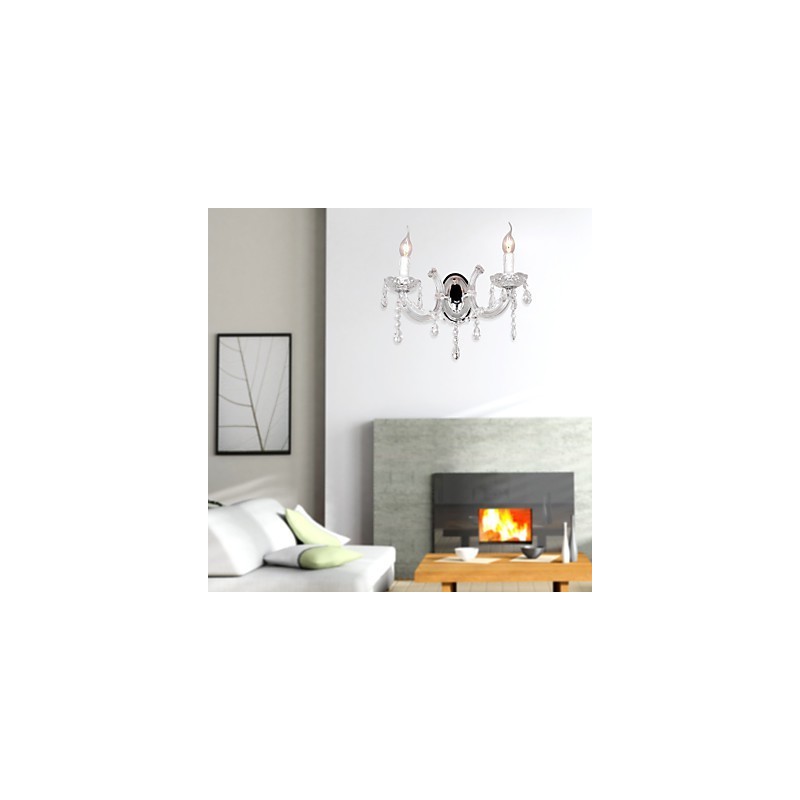 Elegante Kristall-Wandleuchte mit 2 Lichtern