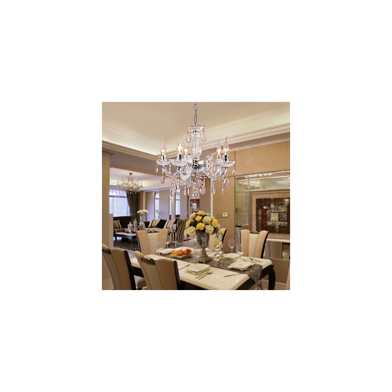 Upligh Chrom Deckenleuchte Kerze Licht Acryl Leuchte Kronleuchter Anhänger