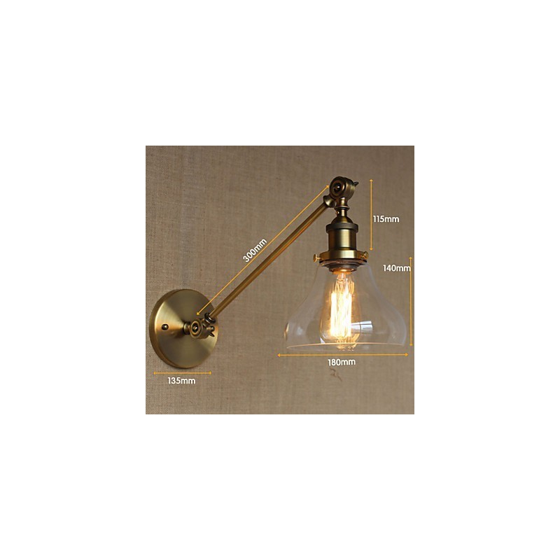 Die Eisen Glas Bronze Messing Arm Stil Retro Kreative Amerikanischen Land Halle Schlafzimmer Wand Lampe