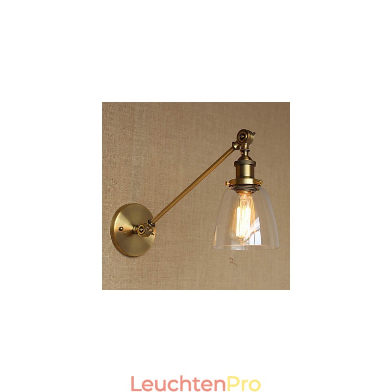 The Iron Glass Bronze Brass Arm Style Retro Creative American Country Hall Bedroom Wall Lamp